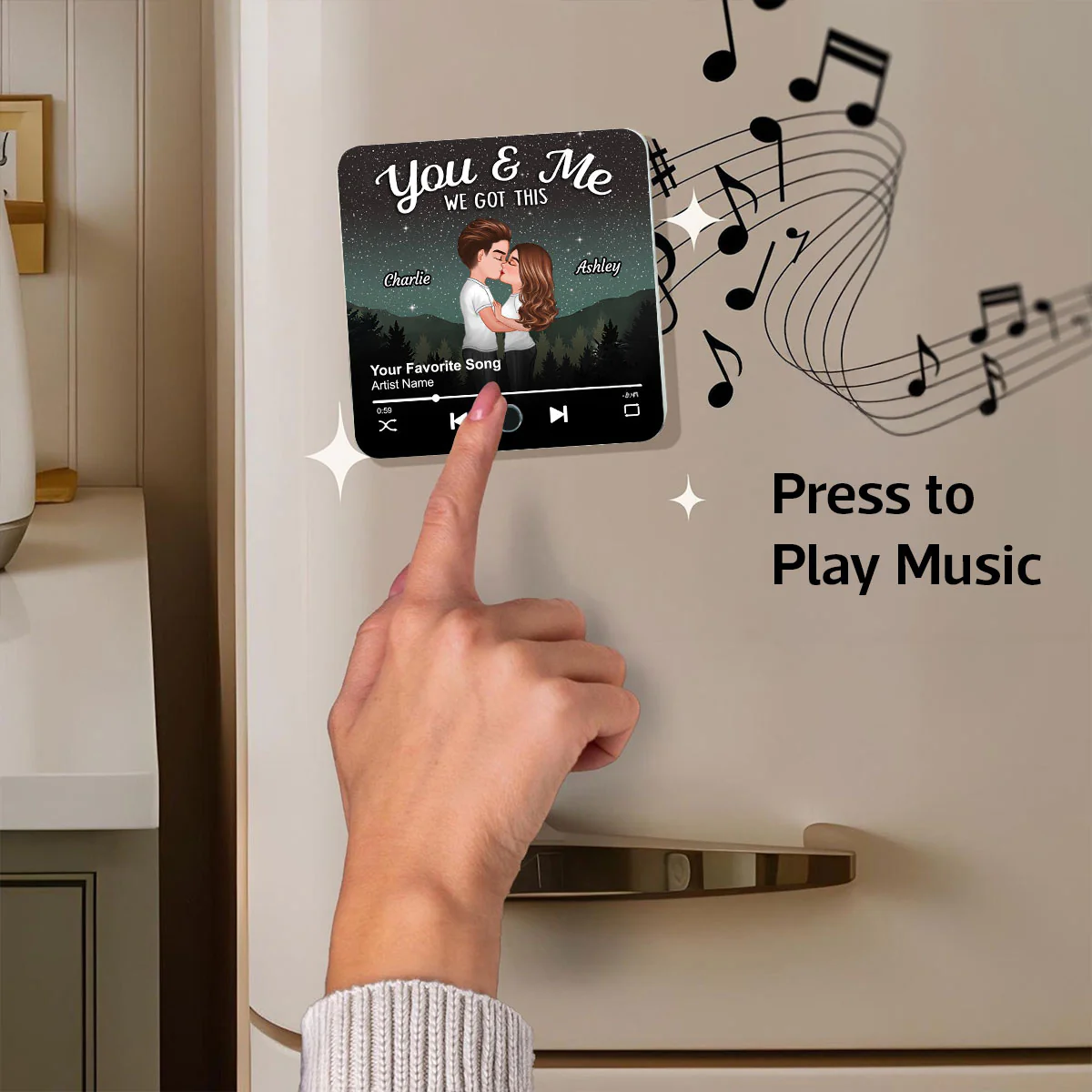 Couple Kissing Under Stars Personalized Music Fridge Magnet, Heartfelt 2025 Gift For Couple, For Him, For Her, Boyfriend, Girlfriend, Husband, Wife - Image 7