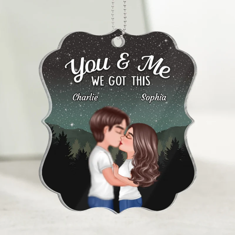 Couple Kissing Under Stars Sky Forest Personalized Acrylic Ornament - Image 5