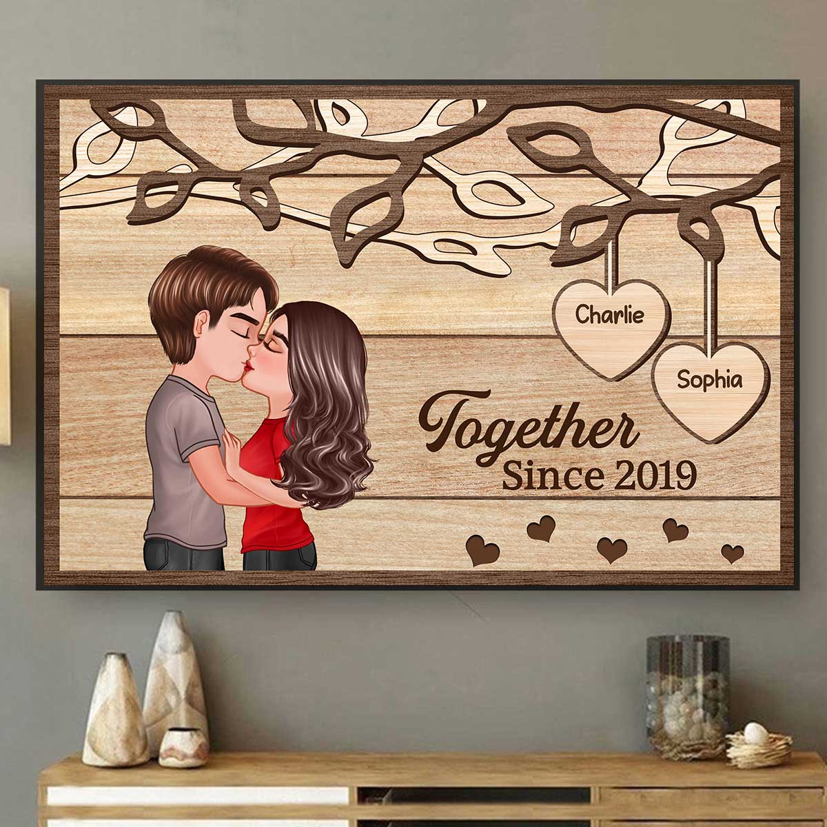Couple Kissing Under Tree Personalized Poster - Image 2