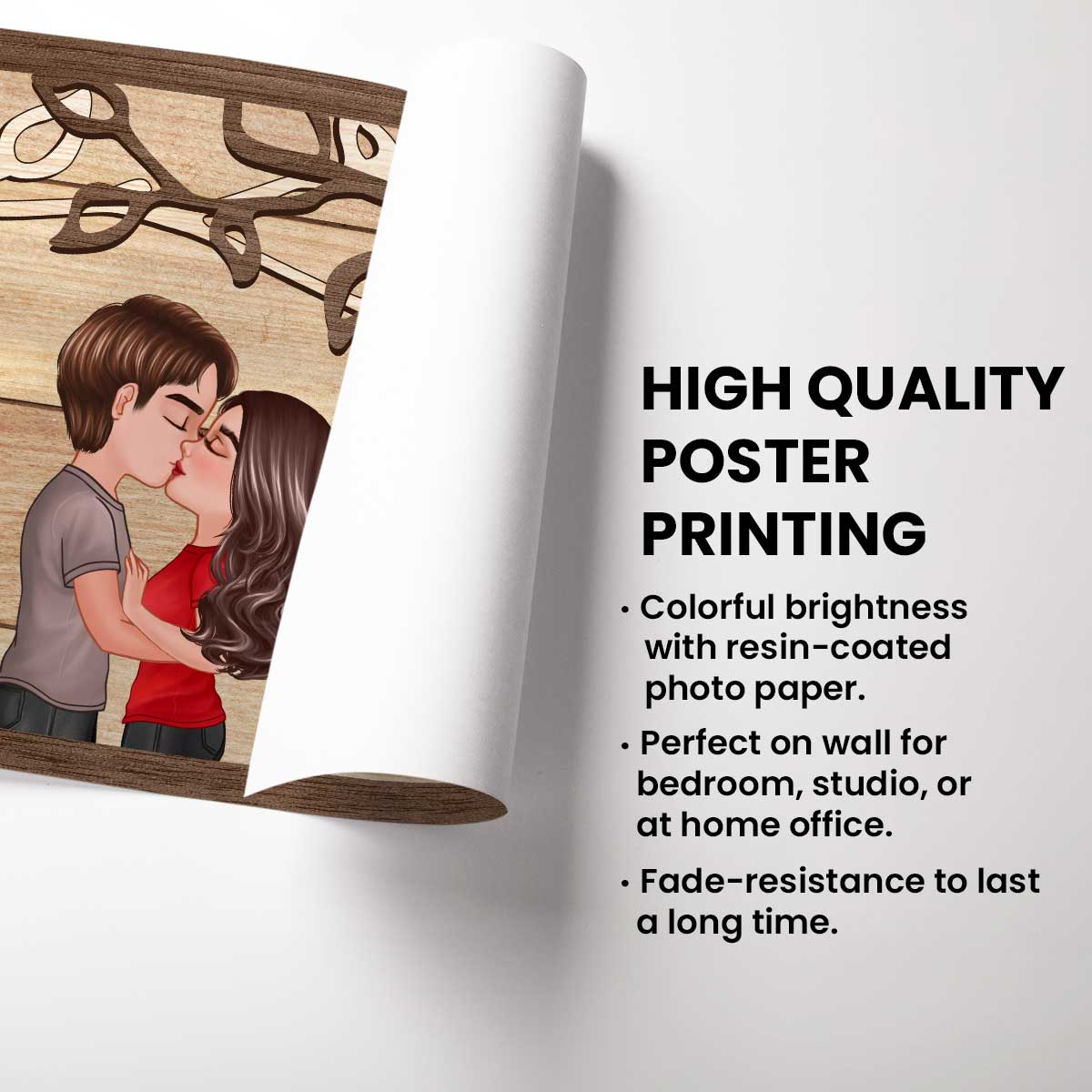 Couple Kissing Under Tree Personalized Poster - Image 3