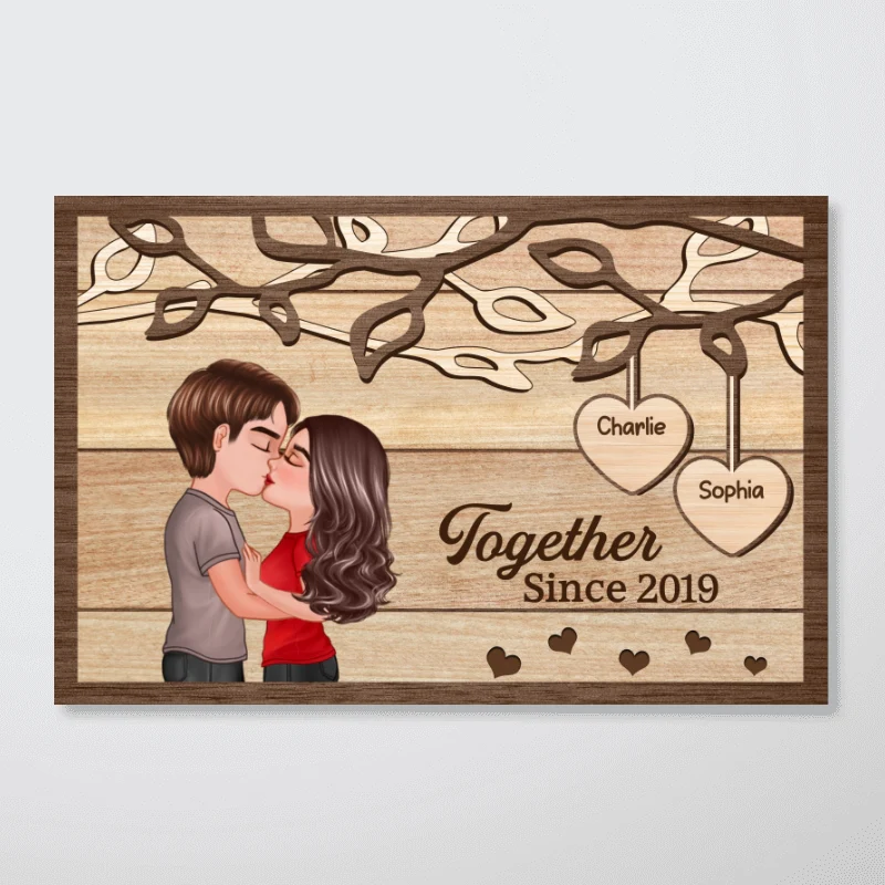 Couple Kissing Under Tree Personalized Poster - Image 5