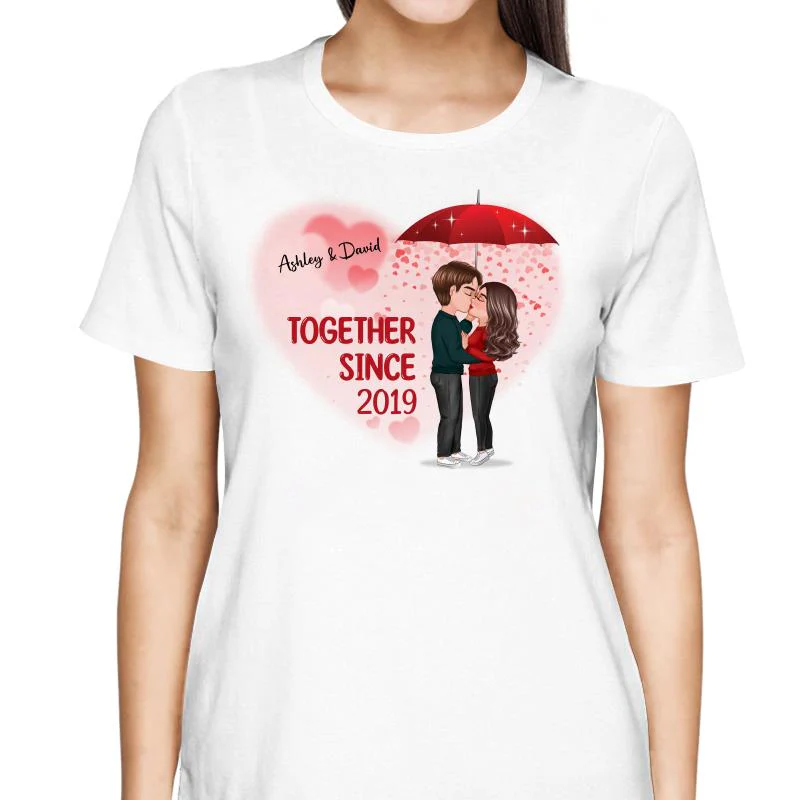 Couple Kissing Under Umbrella Valentine‘s Day Gift Personalized Shirt - Image 2