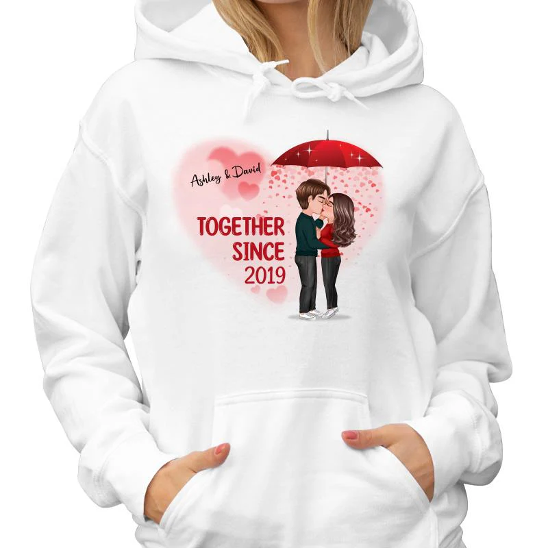 Couple Kissing Under Umbrella Valentine‘s Day Gift Personalized Shirt - Image 4