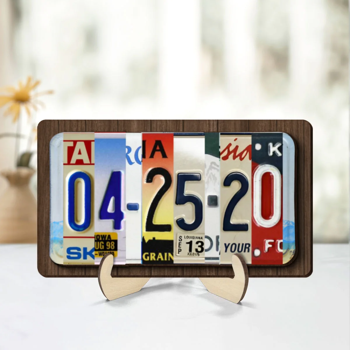 Couple License Plate Personalized Wooden Plaque,  Anniversary Date, Wedding Date, Valentines Day Gift for Couples, for Him, for Her - Image 9