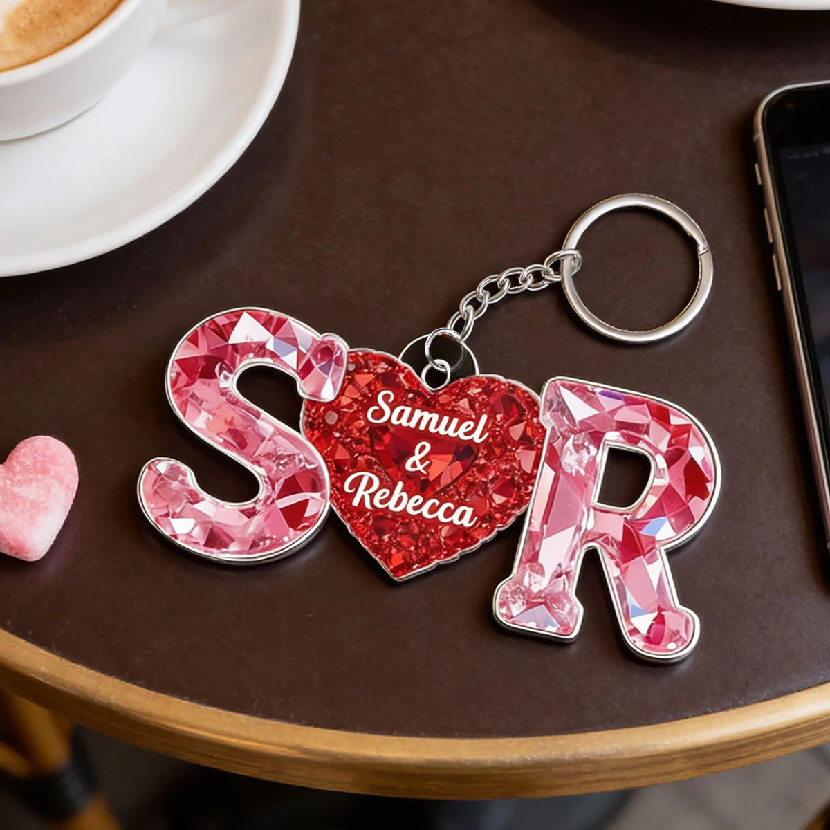 Couple Love Initial - Personalized Acrylic Keychain - Sentimental Anniversary, Valentine's Day Gift for her, for him - Image 3