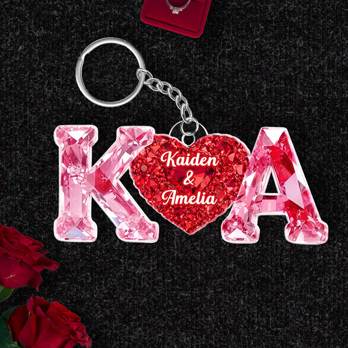 Couple Love Initial - Personalized Acrylic Keychain - Sentimental Anniversary, Valentine's Day Gift for her, for him - Image 4