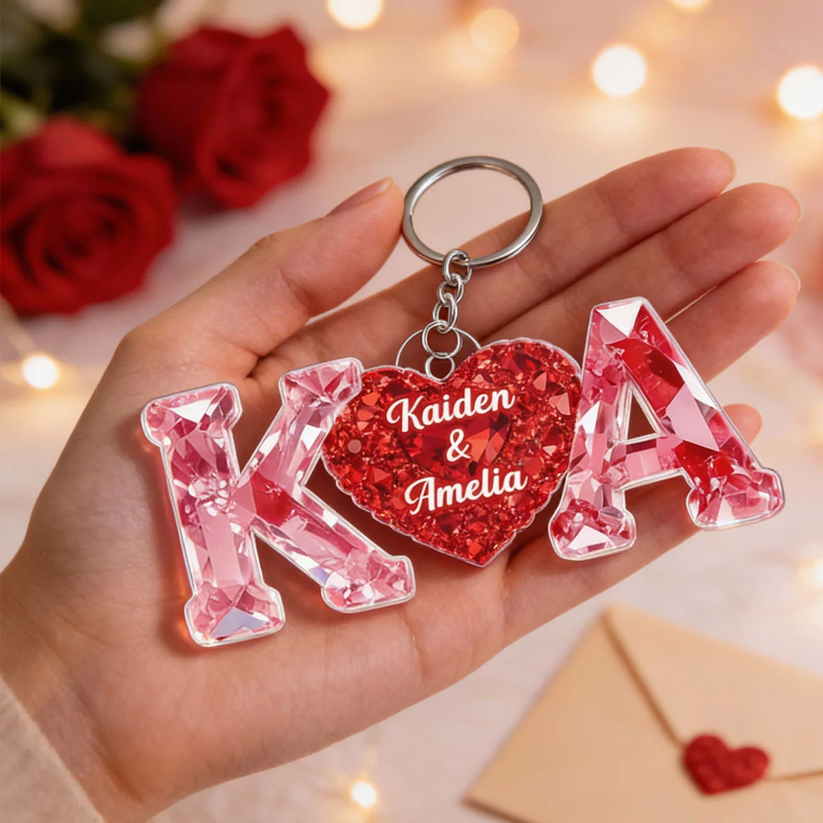 Couple Love Initial - Personalized Acrylic Keychain - Sentimental Anniversary, Valentine's Day Gift for her, for him - Image 6