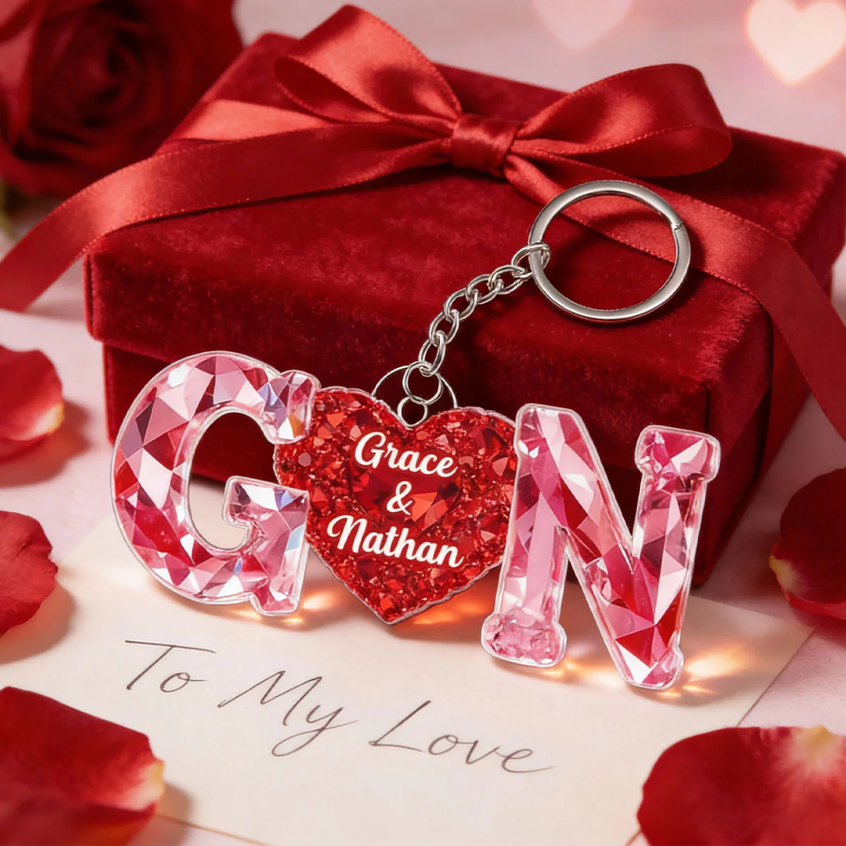 Couple Love Initial - Personalized Acrylic Keychain - Sentimental Anniversary, Valentine's Day Gift for her, for him - Image 7