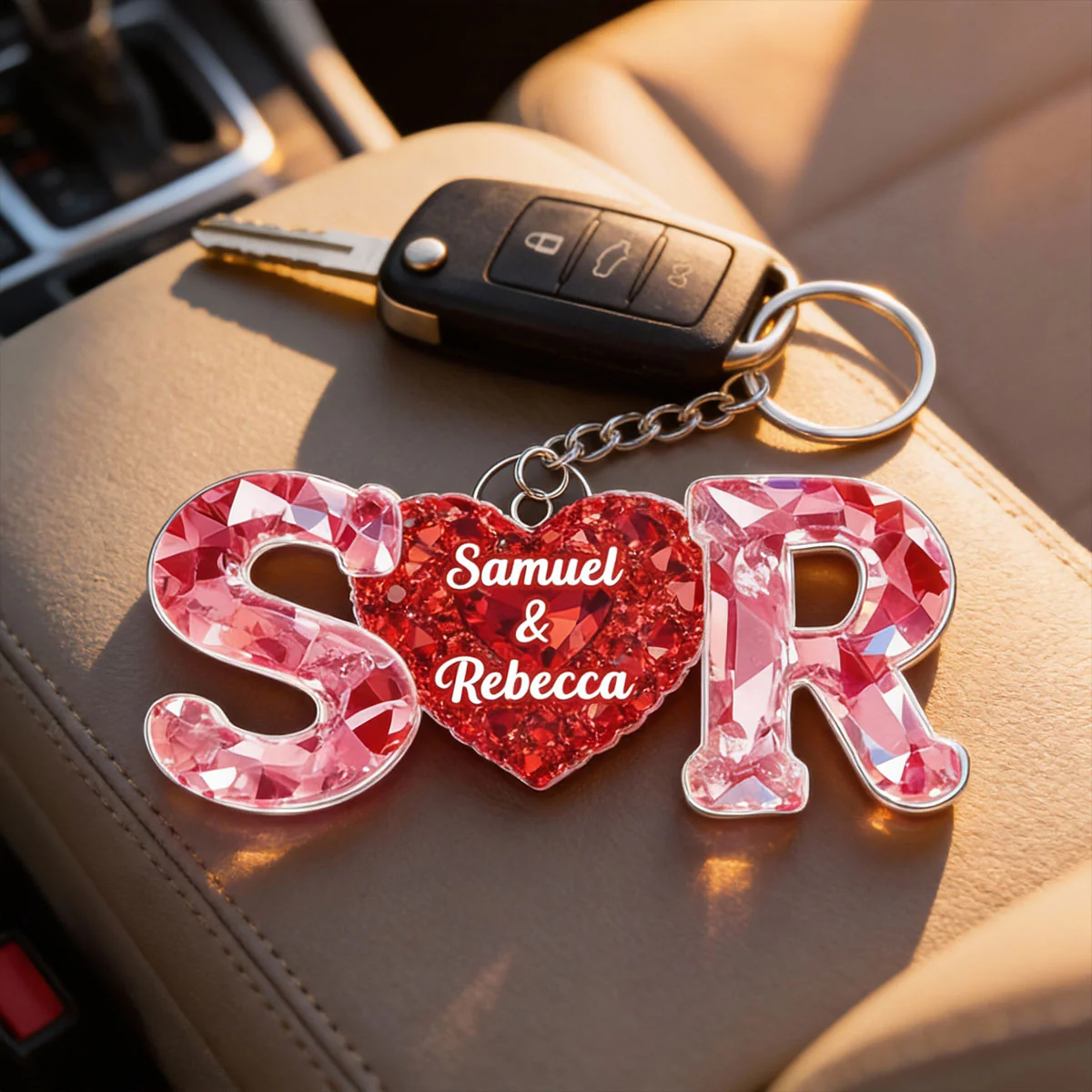 Couple Love Initial - Personalized Acrylic Keychain - Sentimental Anniversary, Valentine's Day Gift for her, for him - Image 8