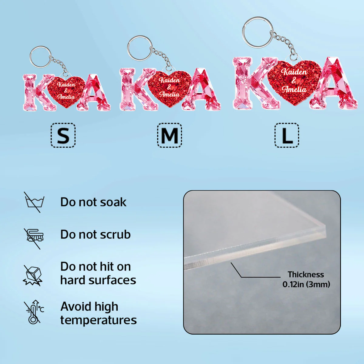 Couple Love Initial - Personalized Acrylic Keychain - Sentimental Anniversary, Valentine's Day Gift for her, for him - Image 9