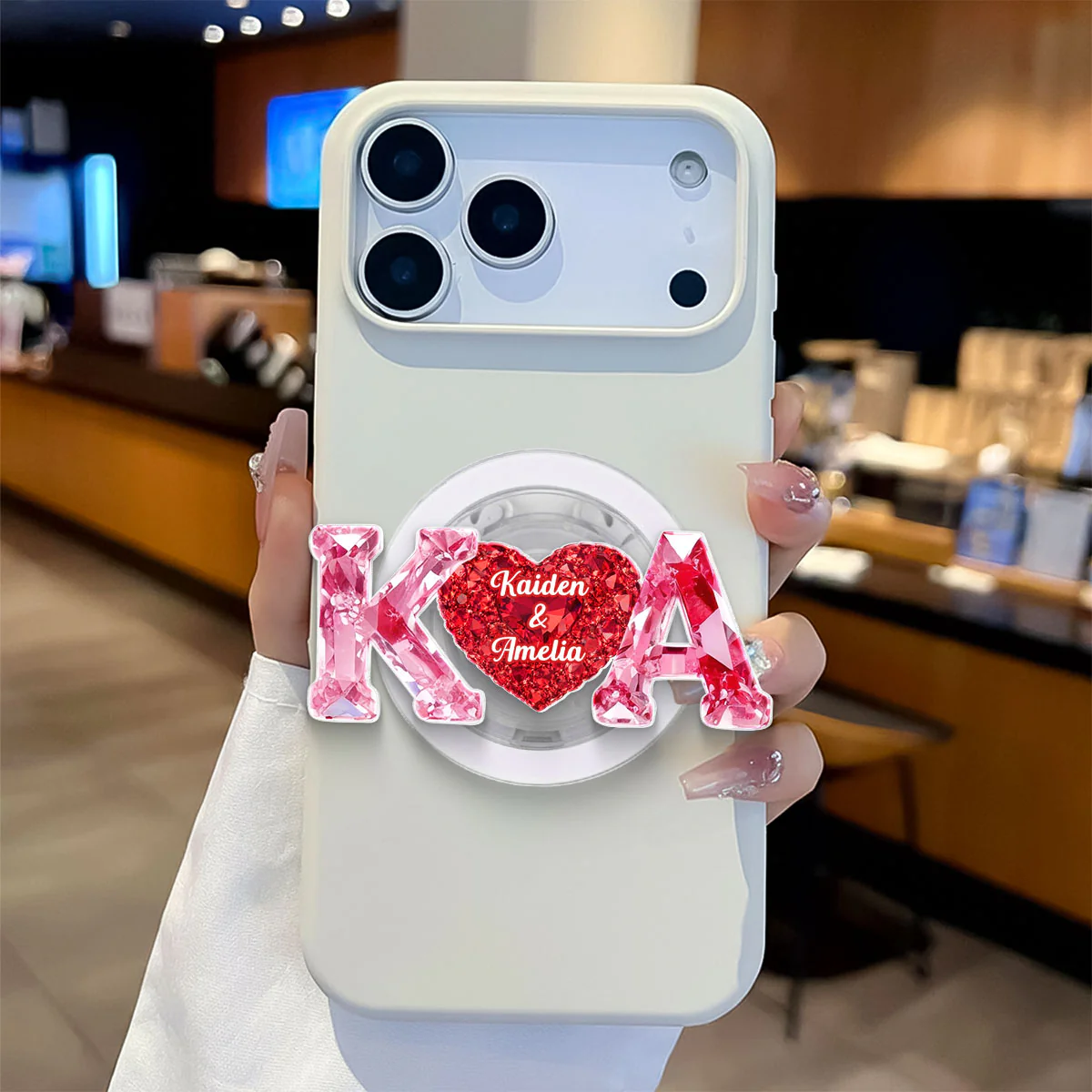 Couple Love Initial - Personalized Acrylic Magnetic Phone Grip - One of a Kind Anniversary Gift for her, for him - Image 4