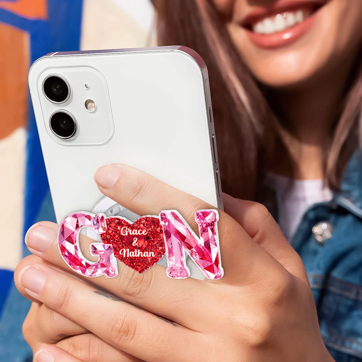 Couple Love Initial - Personalized Acrylic Magnetic Phone Grip - One of a Kind Anniversary Gift for her, for him - Image 5