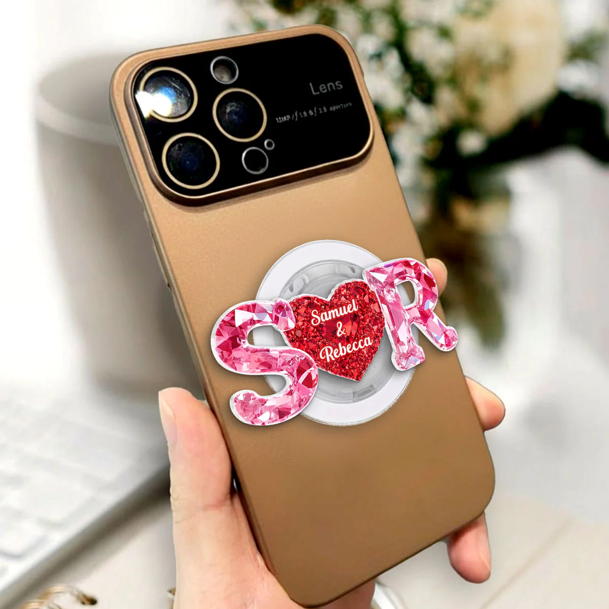 Couple Love Initial - Personalized Acrylic Magnetic Phone Grip - One of a Kind Anniversary Gift for her, for him - Image 6