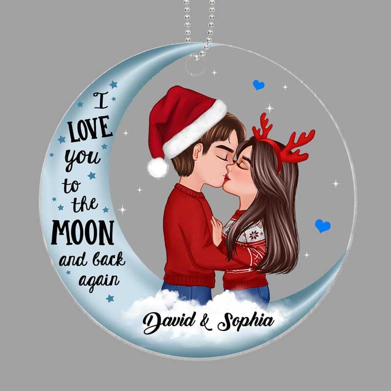 Couple Love To The Moon Personalized Acrylic Ornament
