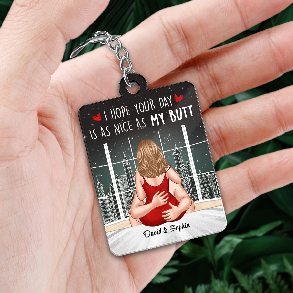 Couple Luminous Love Romantic Cityscape Favorite Song Scannable QR Code Personalized Acrylic Keychain - Image 2
