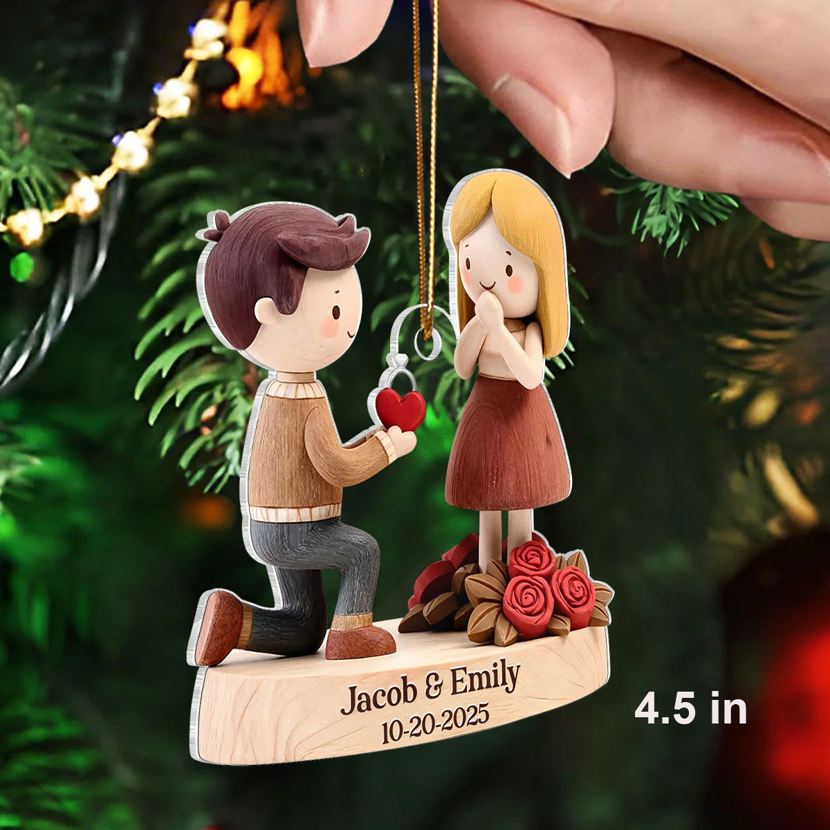 Couple Marriage Proposal Engagement 2025 - Personalized Acrylic Ornament - Custom She Said Yes Keepsake - Image 2