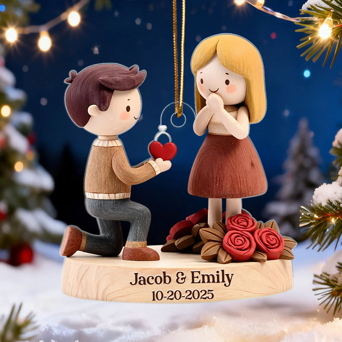 Couple Marriage Proposal Engagement 2025 - Personalized Acrylic Ornament - Custom She Said Yes Keepsake - Image 3