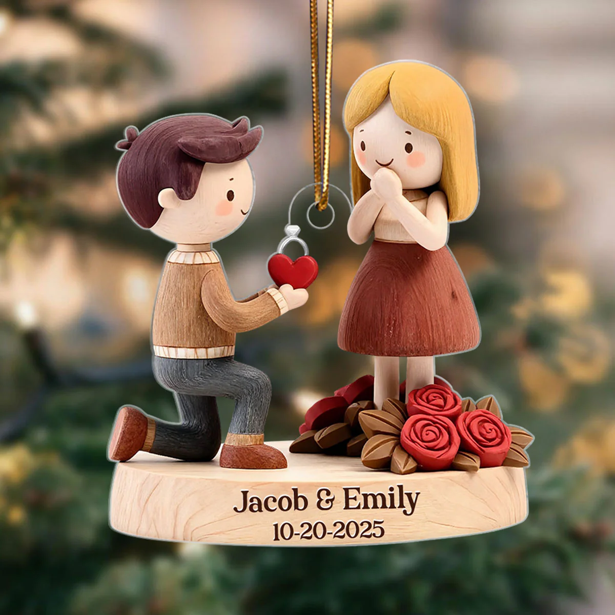 Couple Marriage Proposal Engagement 2025 - Personalized Acrylic Ornament - Custom She Said Yes Keepsake - Image 4