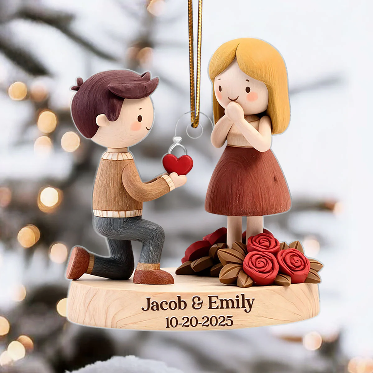 Couple Marriage Proposal Engagement 2025 - Personalized Acrylic Ornament - Custom She Said Yes Keepsake - Image 5