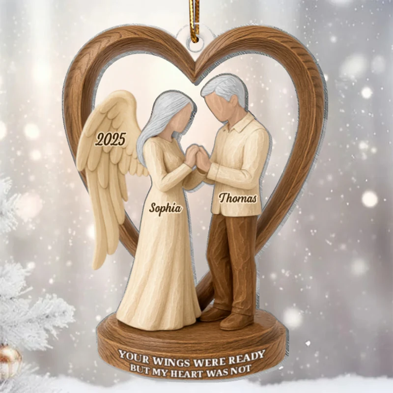 Couple Memorial Wooden Figurines - Personalized Acrylic Ornament - Memorial Christmas Gift For Him, For Her, For Couple - Image 10