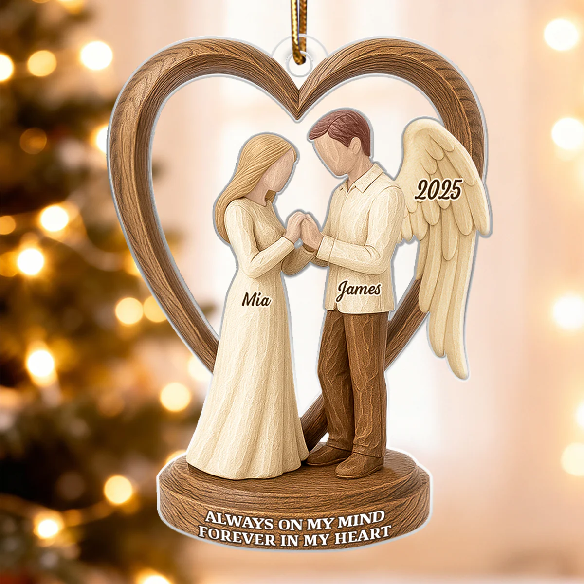 Couple Memorial Wooden Figurines - Personalized Acrylic Ornament - Memorial Christmas Gift For Him, For Her, For Couple - Image 8