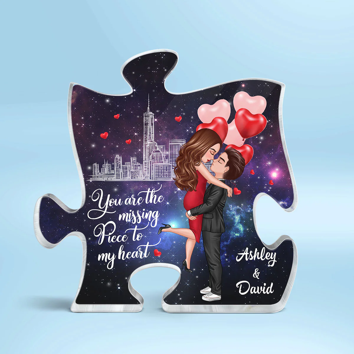 Couple Missing Piece Galaxy Background Personalized Acrylic Puzzle Plaque - Image 2