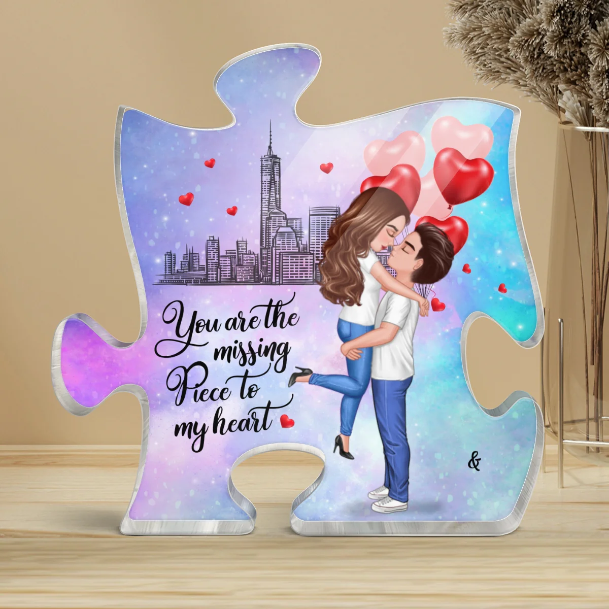 Couple Missing Piece Galaxy Background Personalized Acrylic Puzzle Plaque - Image 4