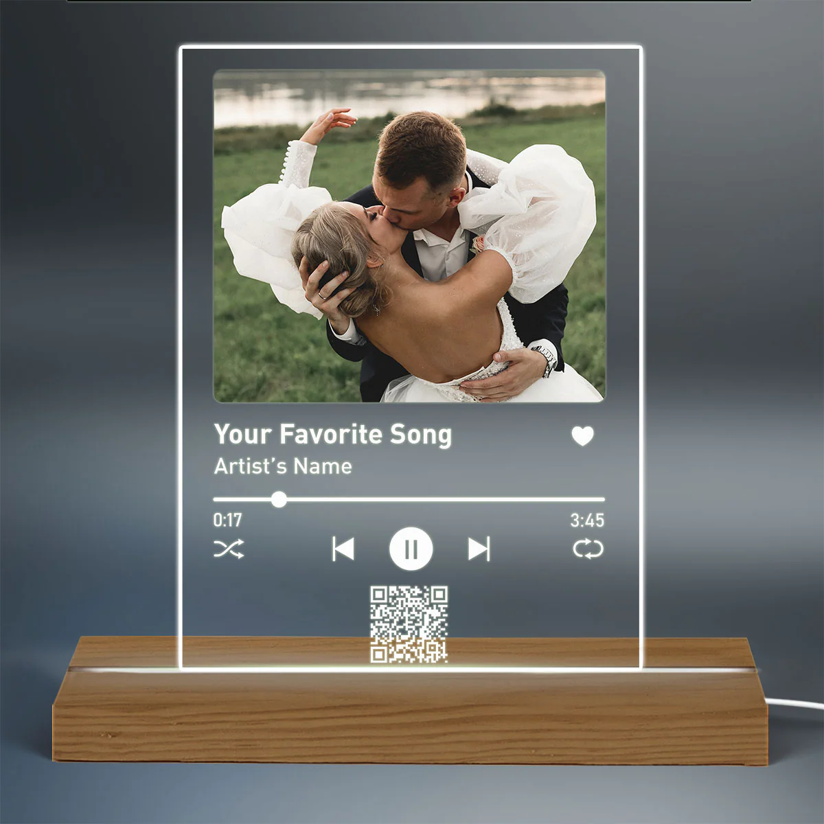 Couple Music Custom Song Scannable QR Code Gift For Him Gift For Her Personalized Acrylic LED Night Light - Image 3