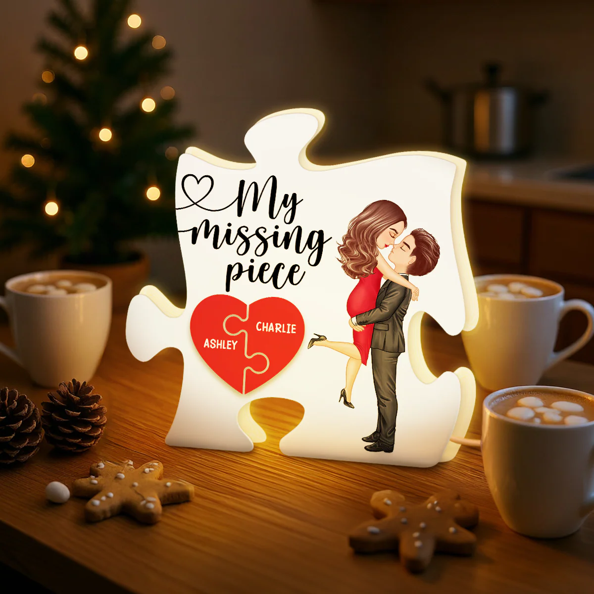 Couple My Missing Piece - Personalized Light Box - Heartwarming Gift For Couple - Image 3