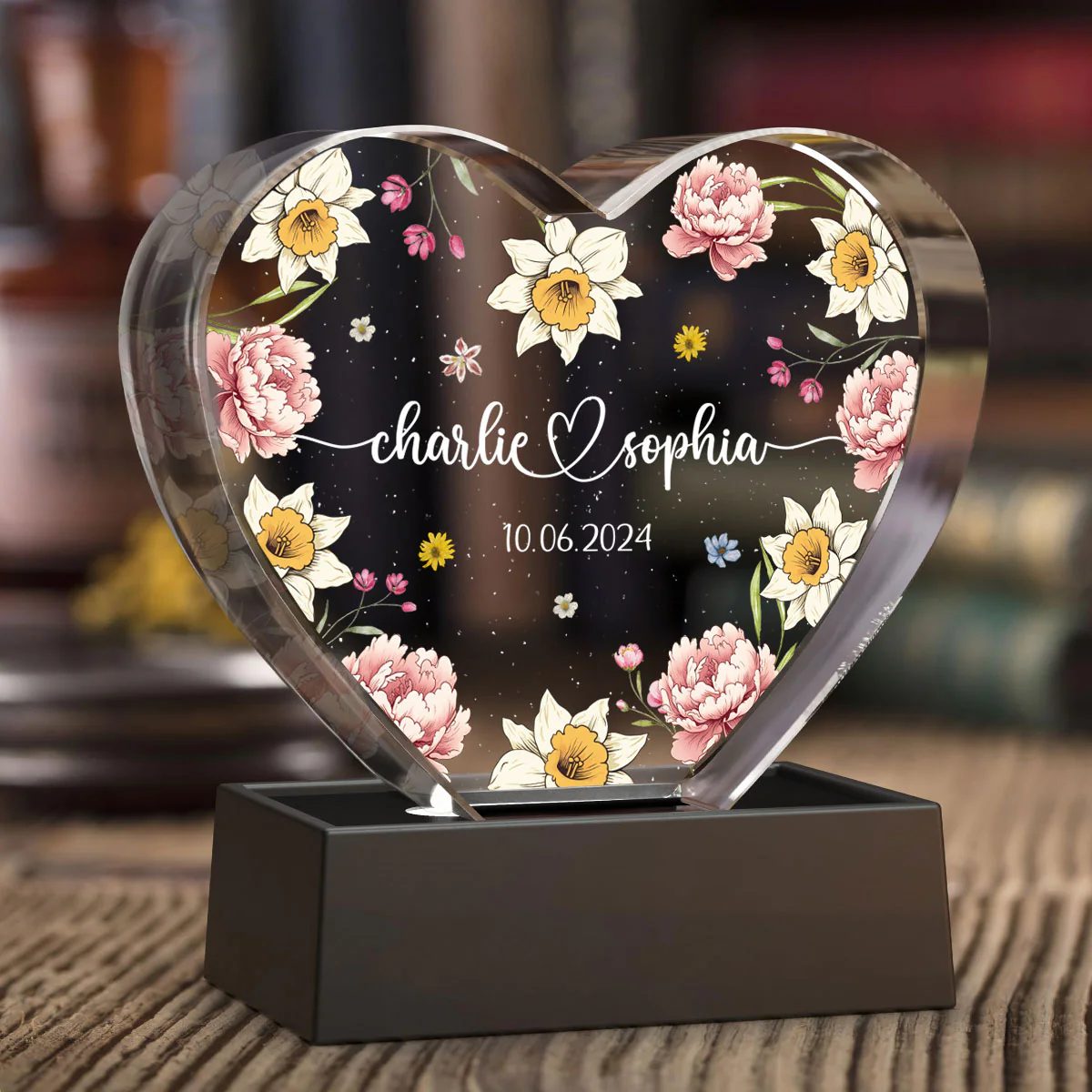 Couple Name Birth Month Flower Premium Crystal Heart LED, Unique Personalized Gift For Couple, For Him, For Her, Perfect Last-minute Valentine's Gift, Free Delivery - Image 10