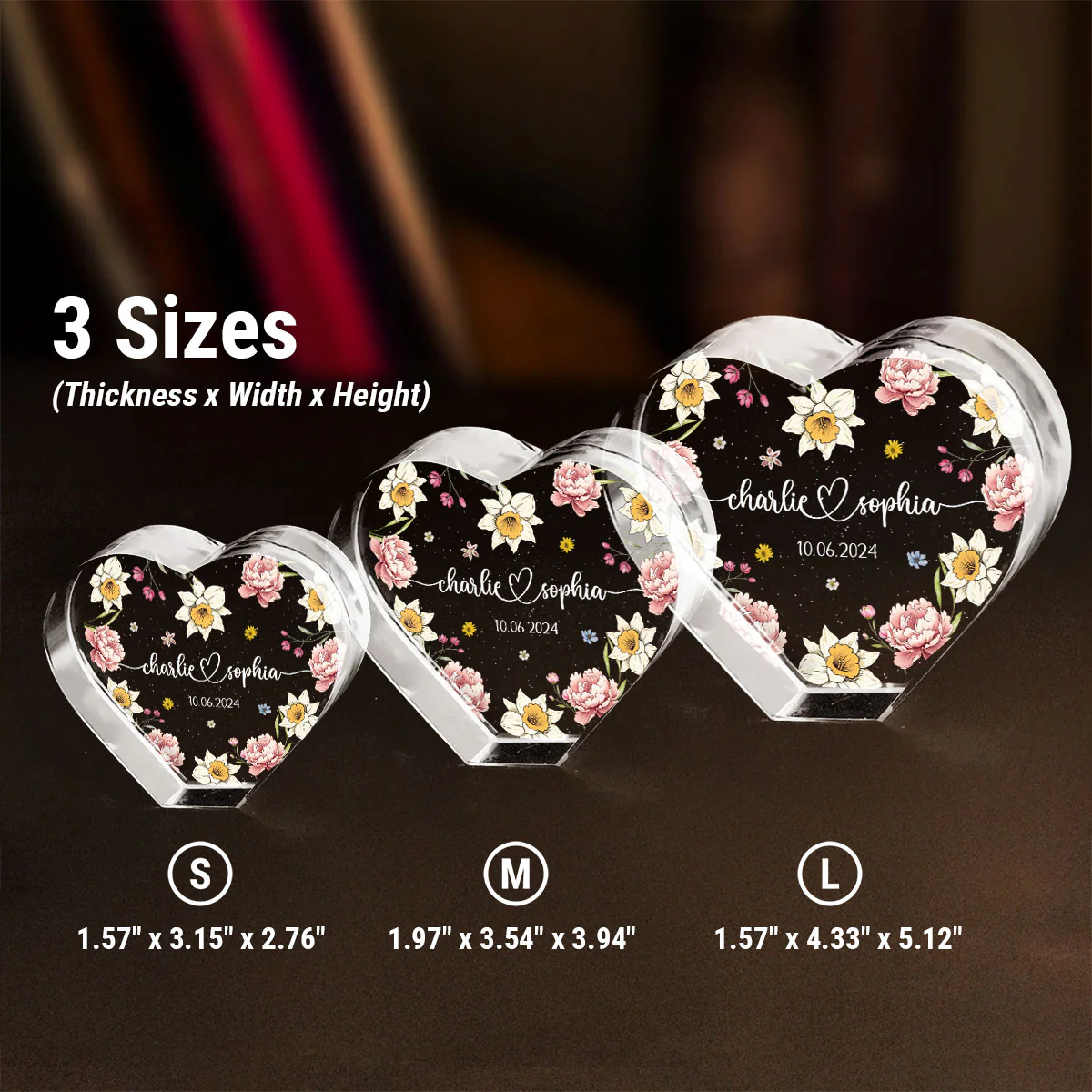 Couple Name Birth Month Flower Premium Crystal Heart LED, Unique Personalized Gift For Couple, For Him, For Her, Perfect Last-minute Valentine's Gift, Free Delivery - Image 12