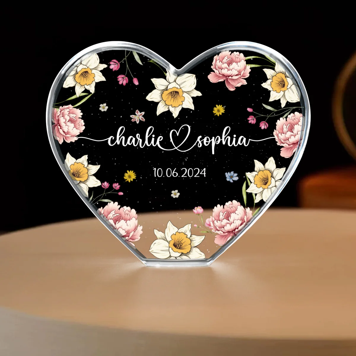 Couple Name Birth Month Flower Premium Crystal Heart LED, Unique Personalized Gift For Couple, For Him, For Her, Perfect Last-minute Valentine's Gift, Free Delivery - Image 14