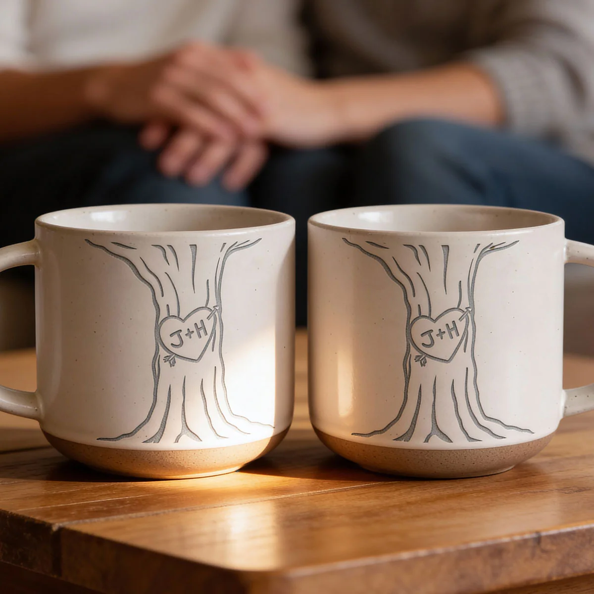 Couple Name Initials Engraved In A Heart Tree - Personalized Pottery Mug - Valentine's Day, Anniversary, Engagement Gift - Image 10