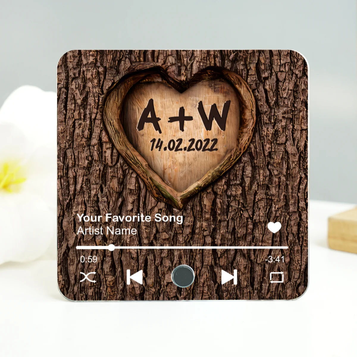 Couple Name Initials In A Heart Tree - Personalized Music Fridge Magnet - Valentine's Day, Anniversary, Engagement Gift - Image 10