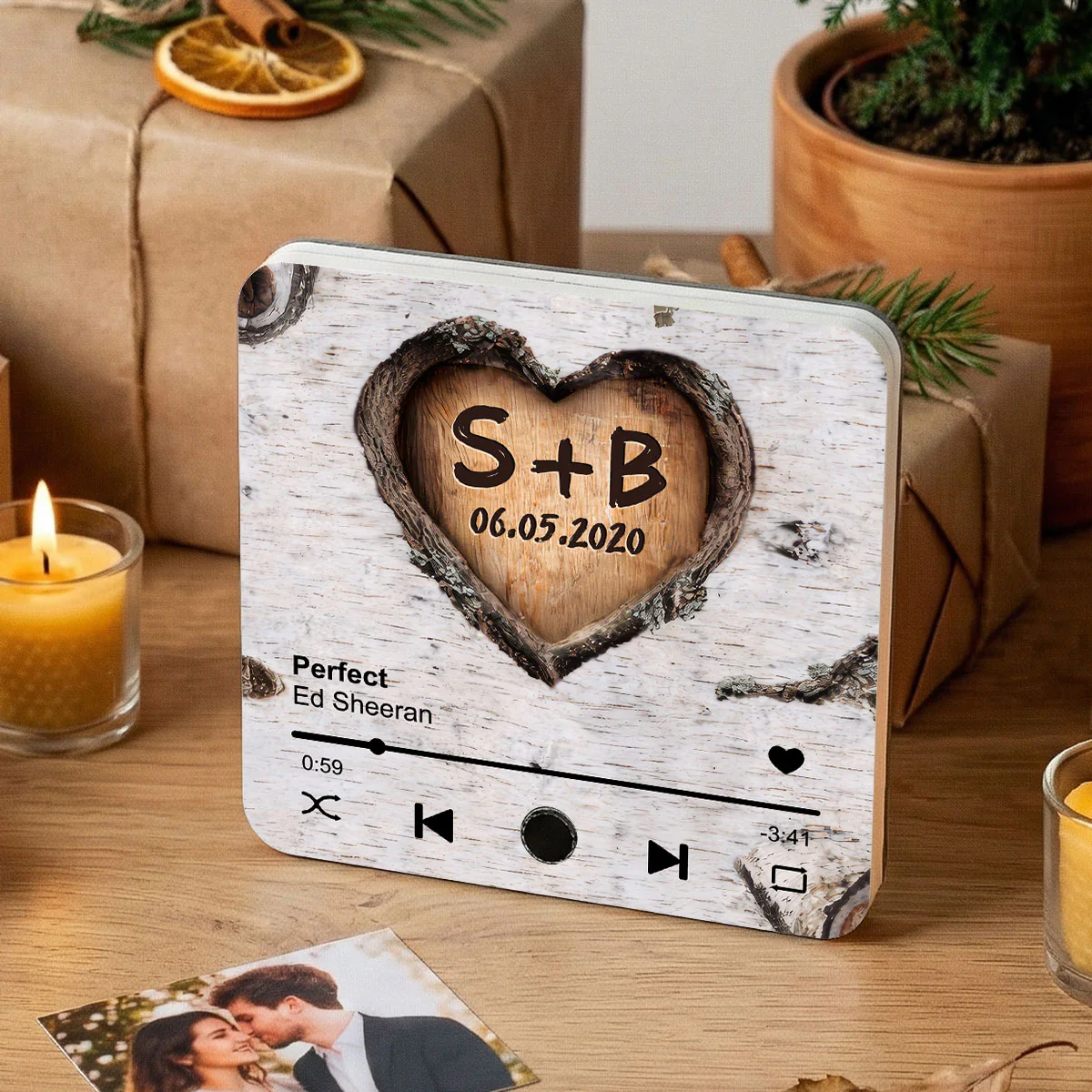 Couple Name Initials In A Heart Tree - Personalized Music Fridge Magnet - Valentine's Day, Anniversary, Engagement Gift - Image 2
