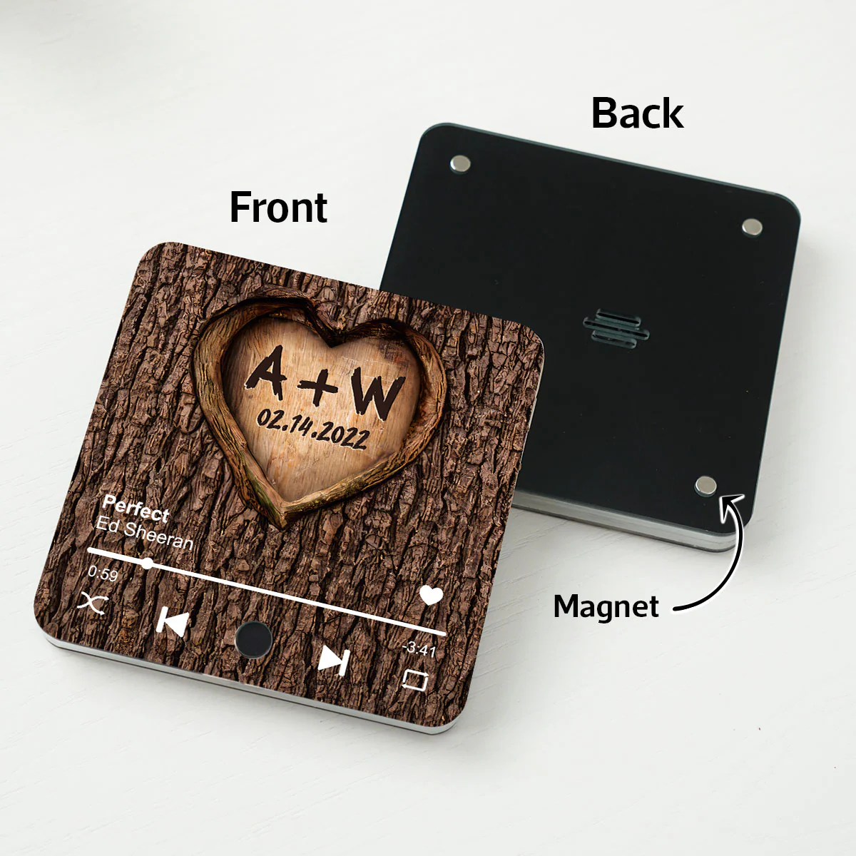 Couple Name Initials In A Heart Tree - Personalized Music Fridge Magnet - Valentine's Day, Anniversary, Engagement Gift - Image 4