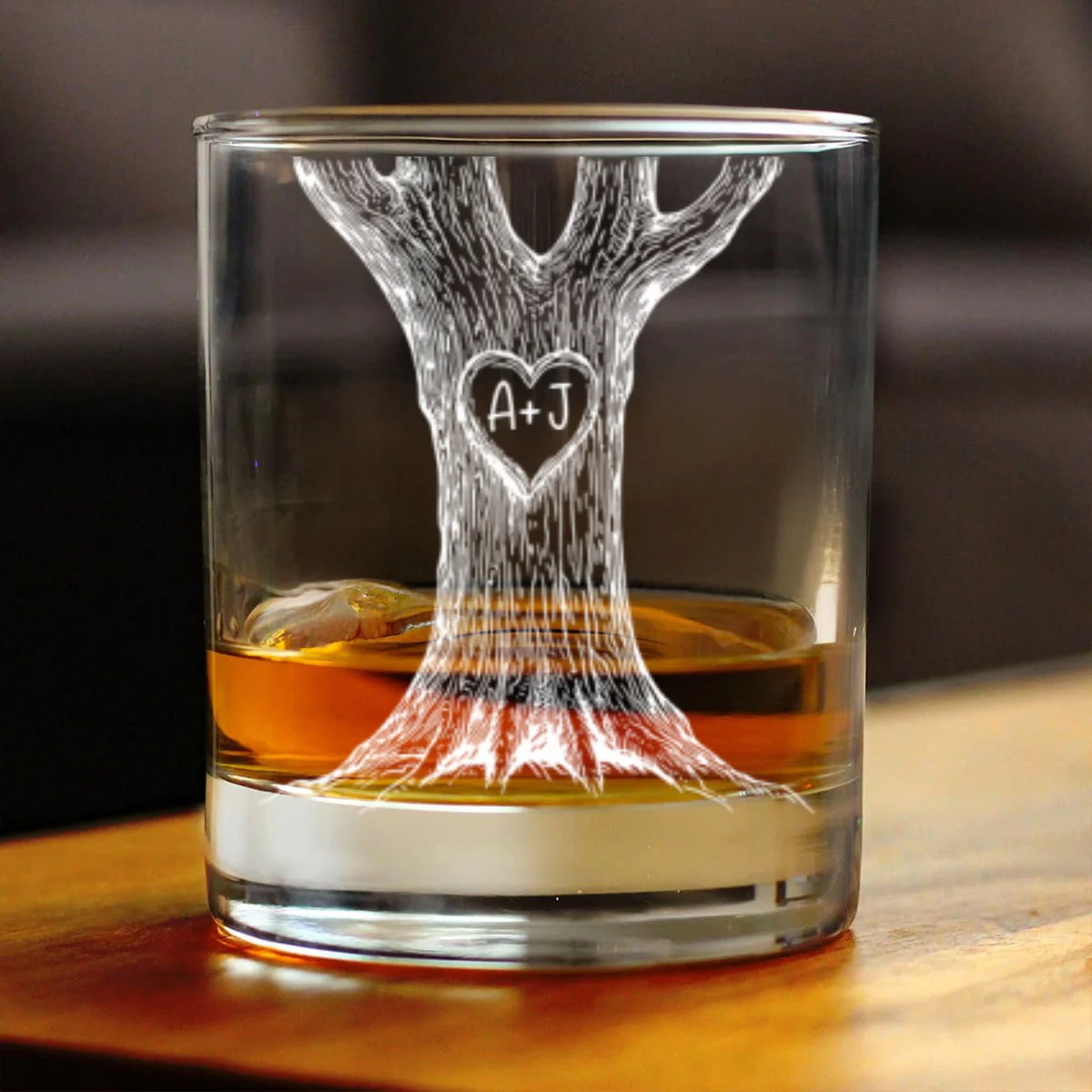 Couple Name Initials In A Heart Tree - Personalized Wine Glass - Valentine's Day, Anniversary, Engagement Gift - Image 10