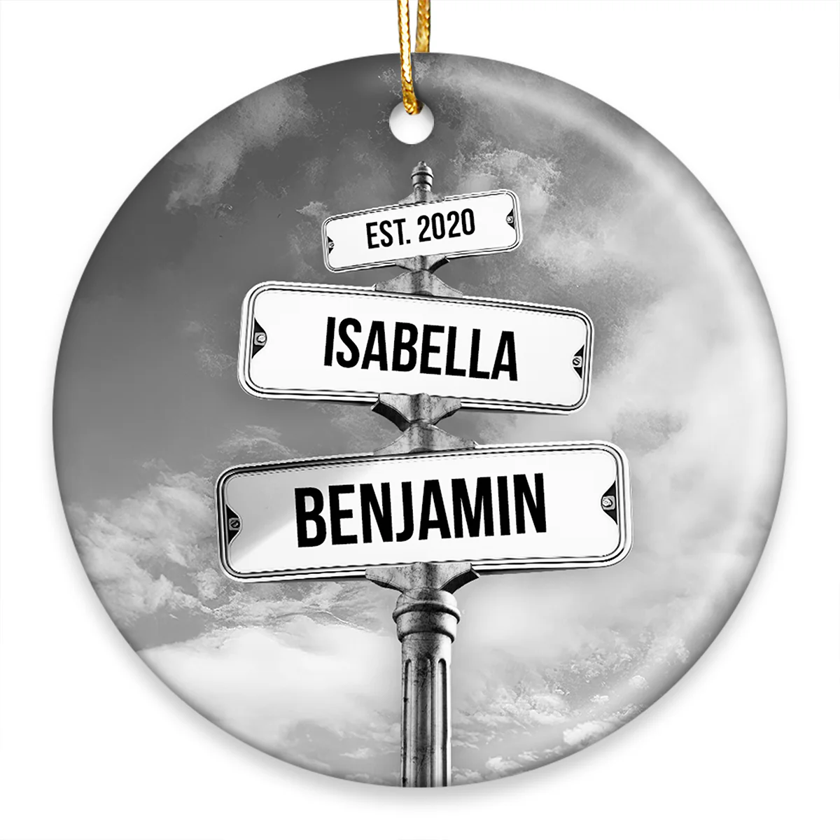 Couple Name Vintage Street Sign Personalized Ceramic Ornament, Christmas Gift For Couple - Image 2