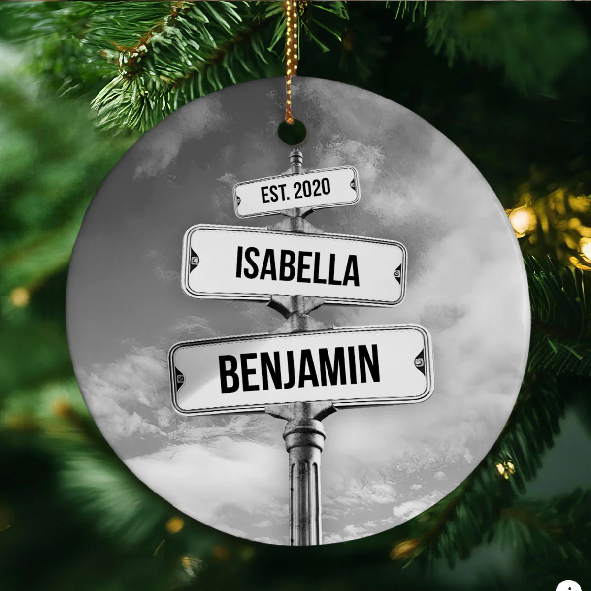 Couple Name Vintage Street Sign Personalized Ceramic Ornament, Christmas Gift For Couple - Image 6