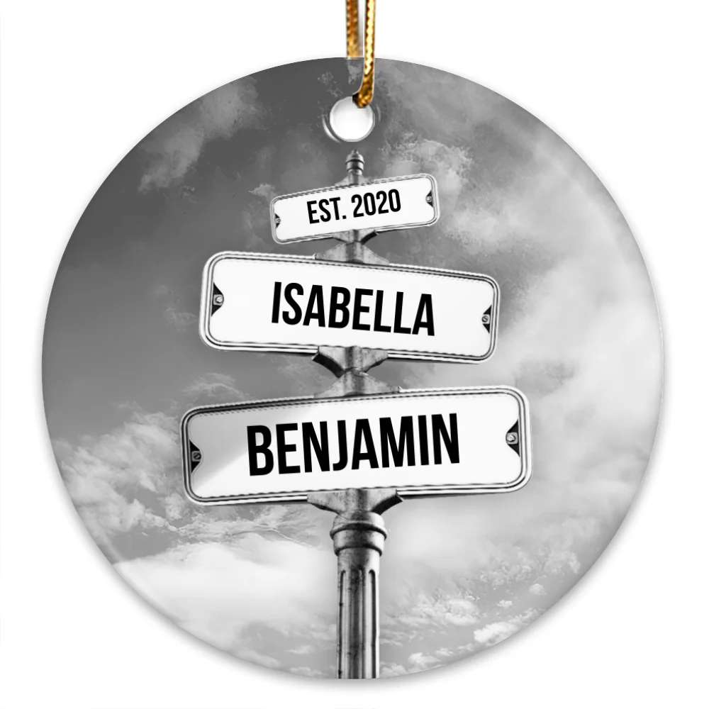Couple Name Vintage Street Sign Personalized Ceramic Ornament, Christmas Gift For Couple - Image 8