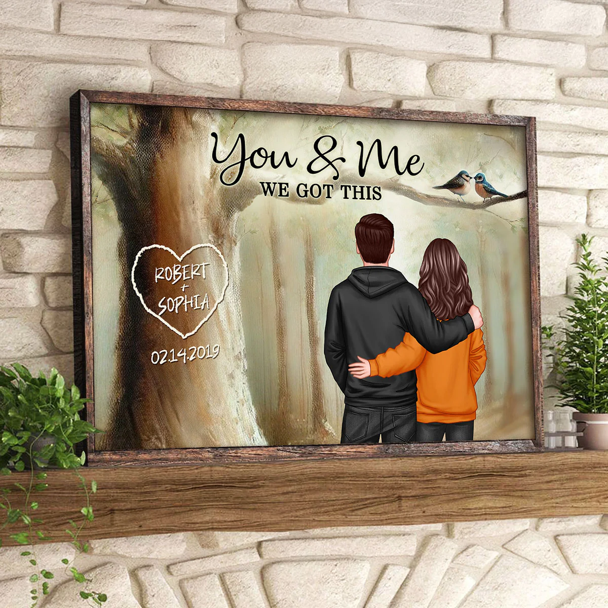 Couple Names Carved On Tree Of Love Personalized Poster, Heartfelt Gift For Couple, For Him, For Her, Boyfriend, Girlfriend, Husband, Wife - Image 3
