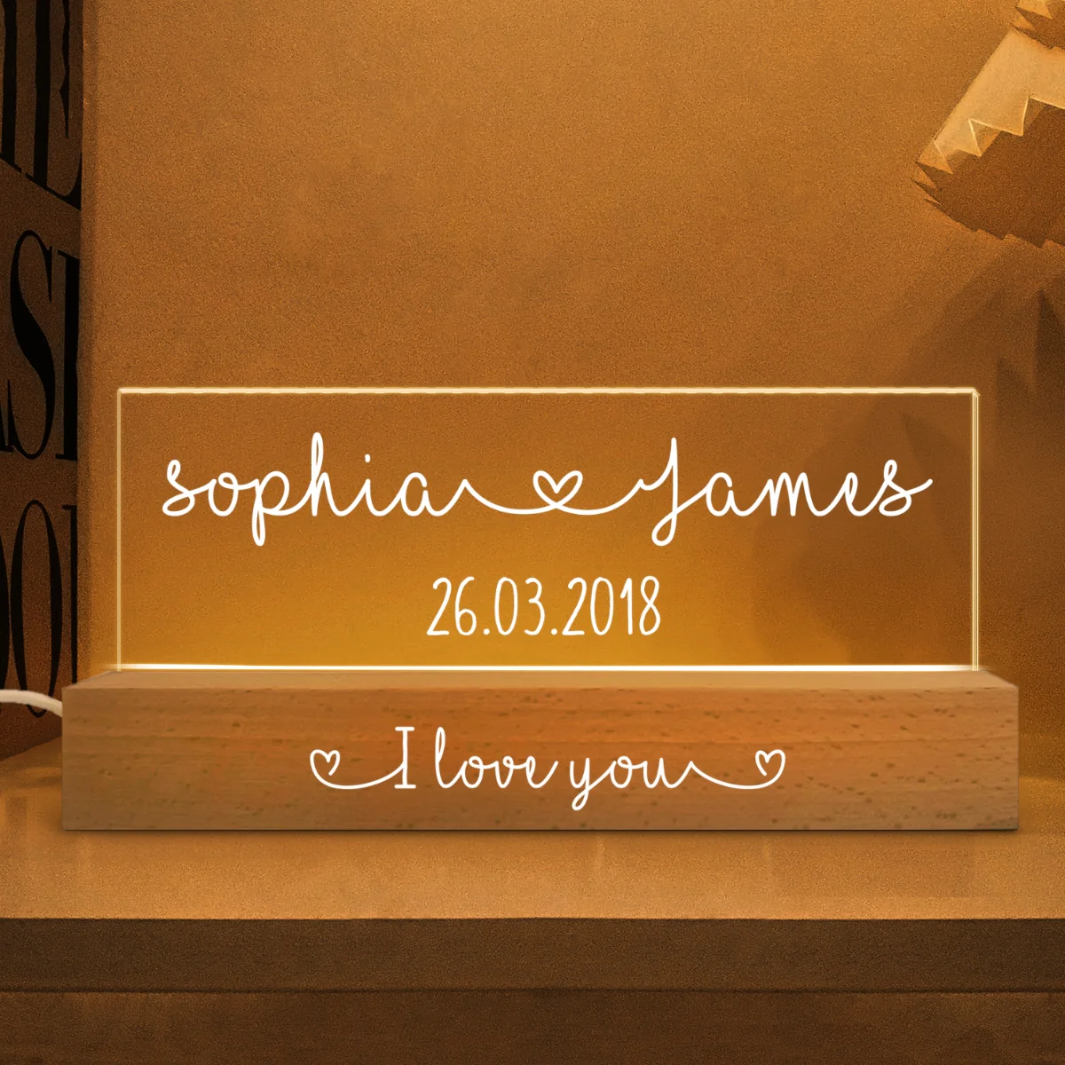 Couple Names Personalized Acrylic Block LED Night Light, Heartfelt  Anniversary Gift For Him, For Her, For Boyfriend, Girlfriend, Husband, Wife - Image 7