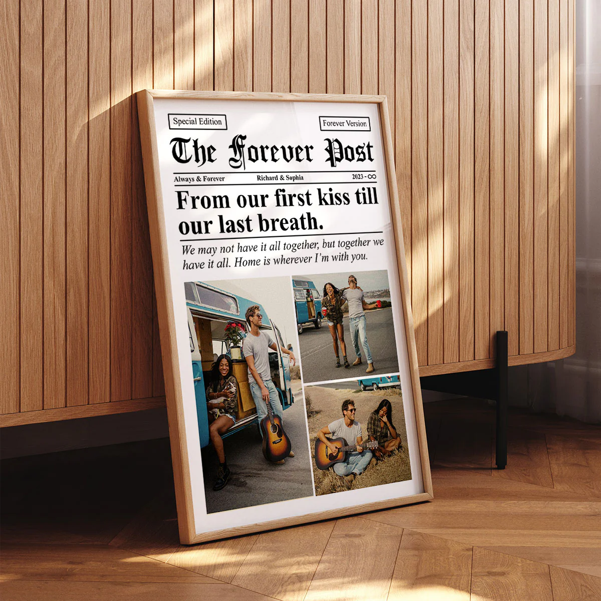 Couple Newspaper Anniversary Gift  Gift Photo Collage Personalized Poster - Image 3