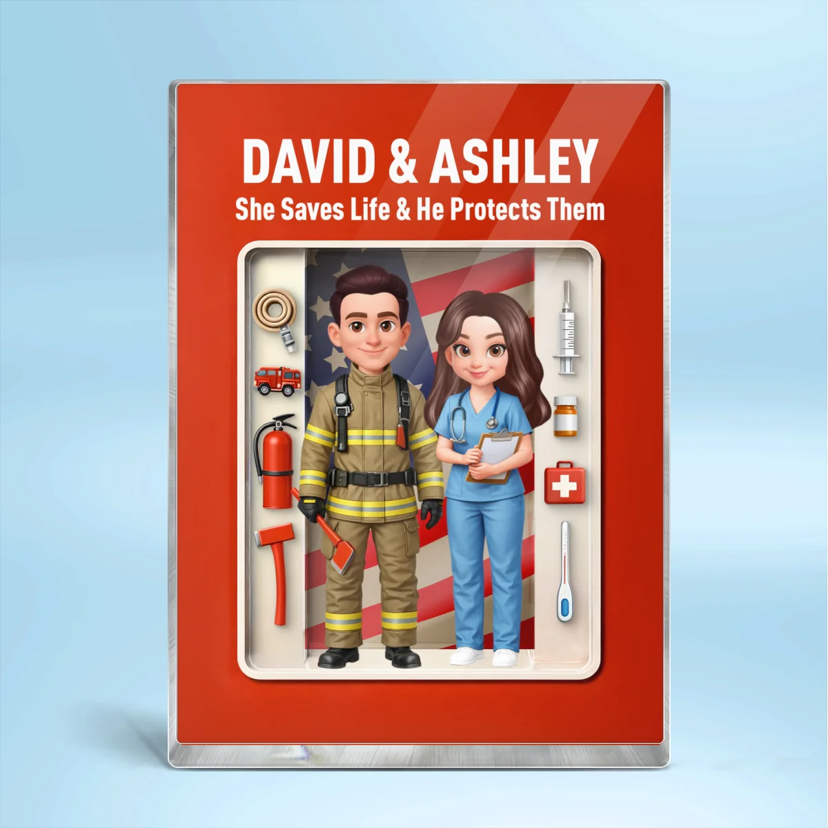 Couple Occupation 3D Action Figure - Personalized Acrylic Block Plaque - Heartfelt Gift for Him, for Her - Image 10