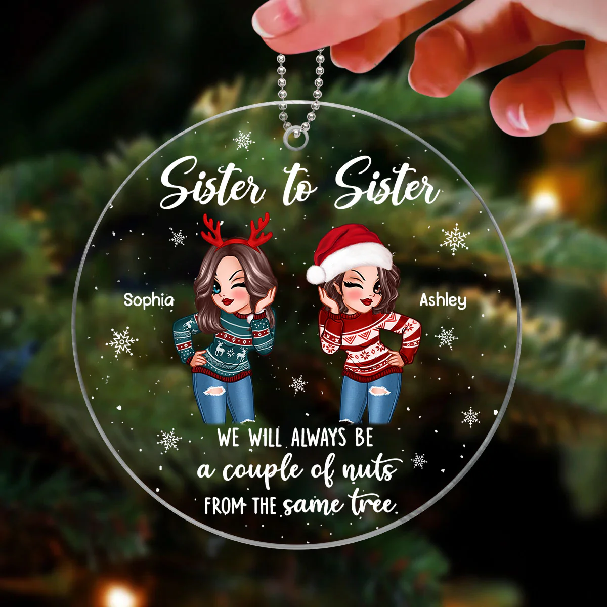 Couple Of Nuts Sisters Best Friend Gift Personalized Acrylic Ornament - Image 3