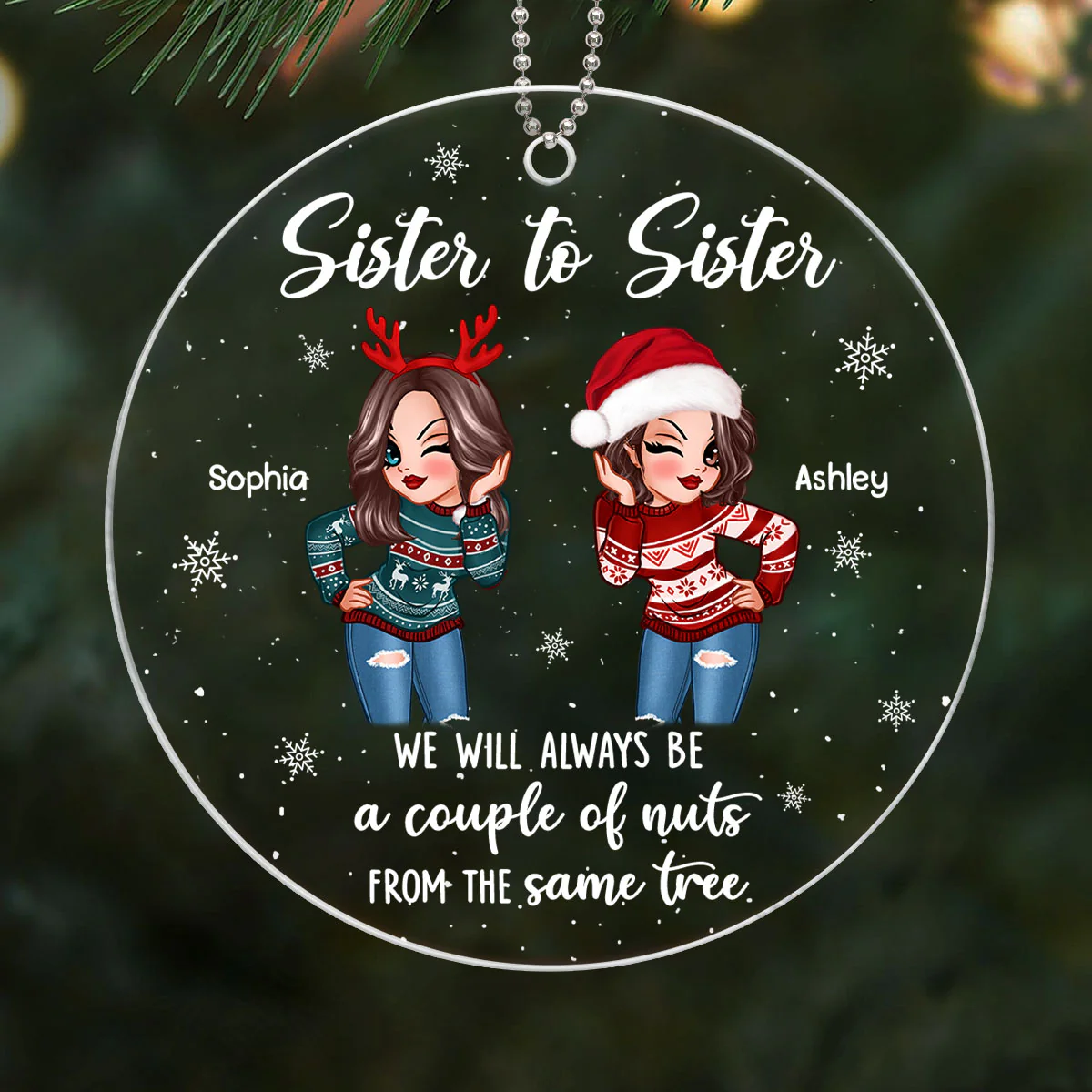 Couple Of Nuts Sisters Best Friend Gift Personalized Acrylic Ornament - Image 4