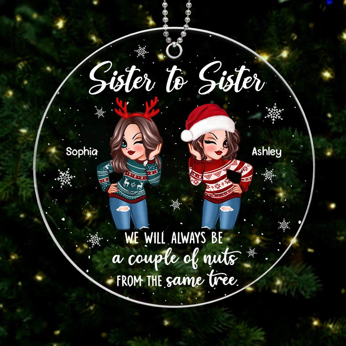 Couple Of Nuts Sisters Best Friend Gift Personalized Acrylic Ornament - Image 5