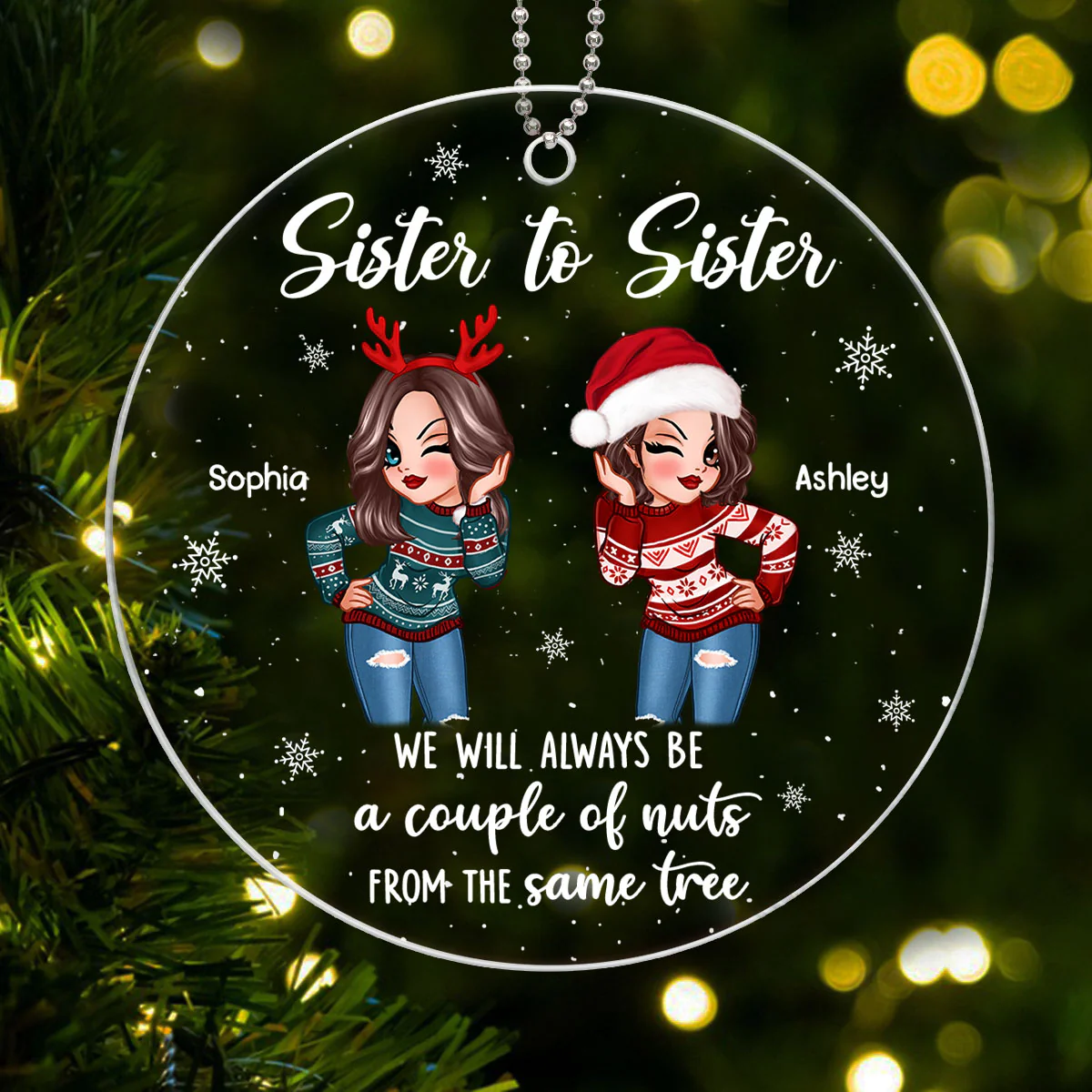 Couple Of Nuts Sisters Best Friend Gift Personalized Acrylic Ornament - Image 6