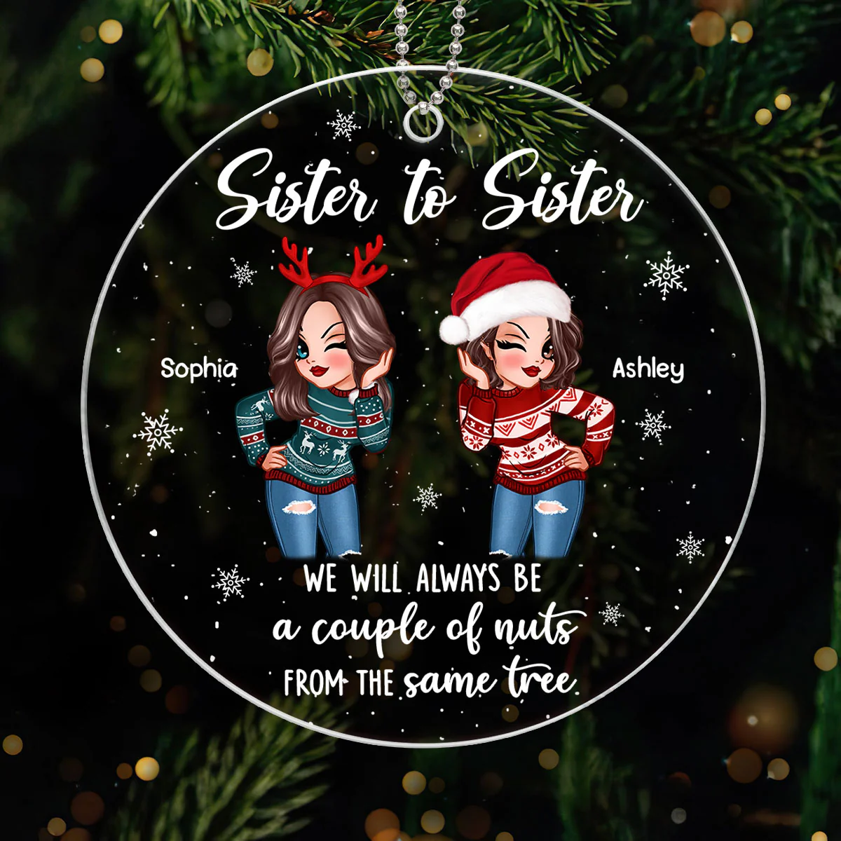 Couple Of Nuts Sisters Best Friend Gift Personalized Acrylic Ornament - Image 7