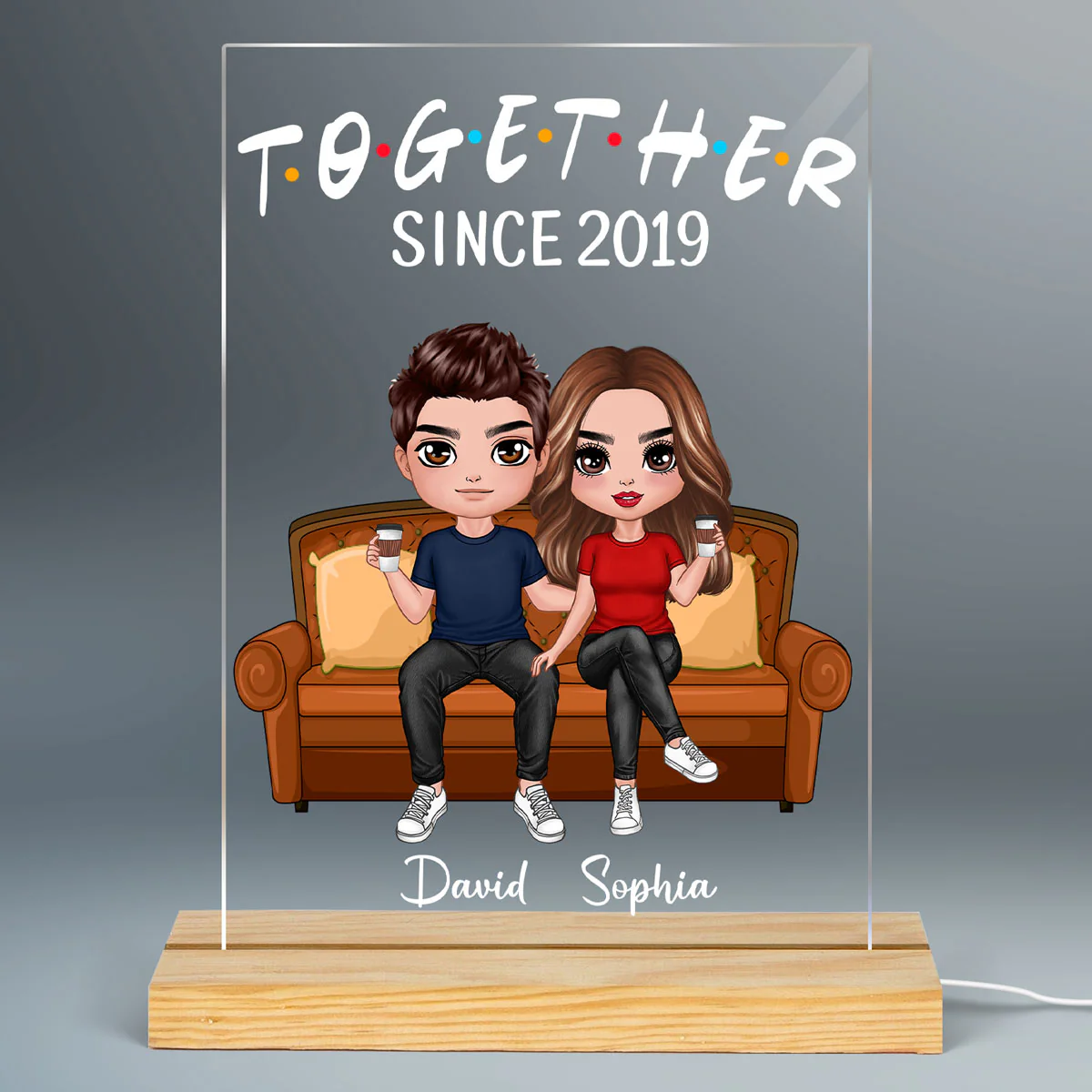 Couple On Sofa Personalized Rectangle Acrylic Plaque With LED Night Light - Valentine‘s Day Gift - Anniversary Gift For Her - Gift For Him - Image 2